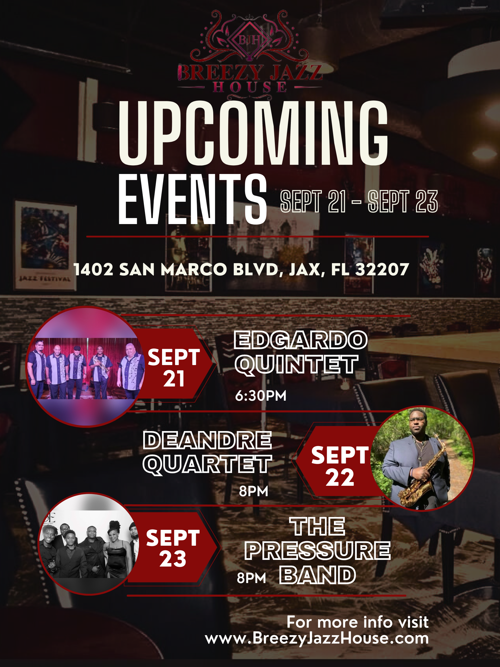 Copy of Red and Black Calendar of Events Upcoming Music Concert Poster